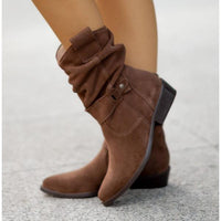 Damen-Stiefel aus Wildleder mit gerafftem Schaft - Arizona Braun