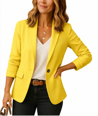 Damen Taillierter Blazer mit Reverskragen - Gelb