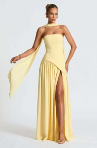 Damen Trägerloses Asymmetrisches Maxikleid - Gelb