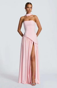 Damen Trägerloses Asymmetrisches Maxikleid - Rosa
