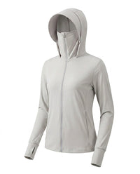 Damen-Trainingsjacke mit Kapuze und Reißverschluss - Hellgrau