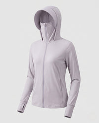 Damen-Trainingsjacke mit Kapuze und Reißverschluss - Hellgrauviolett