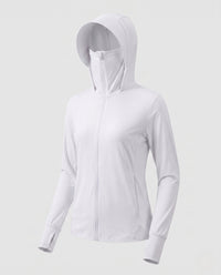 Damen-Trainingsjacke mit Kapuze und Reißverschluss - Weiß