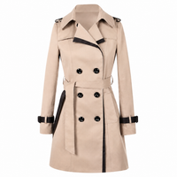 Damen Trenchcoat mit doppelter Knopfreihe und Gürtel - Beige