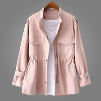 Damen-Utility-Feldjacke mit Kordelzug in der Taille - Rosa