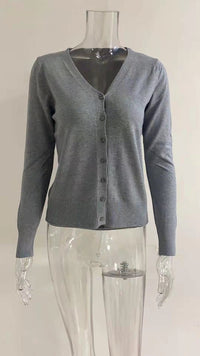 Amelie | Damen V-Ausschnitt Strickjacke Langarm Cardigan mit Knöpfen - Maximale Größe