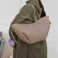 Marlene | Damen Vintage Kunstleder Tote Bag Große Schultertasche - Grau