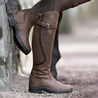 Johanna | Damen Wasserdichte Kniehohe Lederstiefel mit Schnalle EU 35-43 - Dunkelbraun