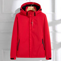 Hannah | Damen Wasserdichte Regenjacke mit Abnehmbarer Kapuze Verstellbarer Passform - Rot