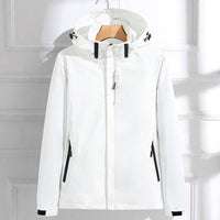 Hannah | Damen Wasserdichte Regenjacke mit Abnehmbarer Kapuze Verstellbarer Passform - Weiß
