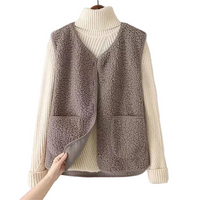 Damen Weste mit Knopfleiste und Aufgesetzten Taschen - Khaki
