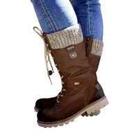 Damen Winterstiefel in mittlerer Schafthöhe mit Schnürung - Braun