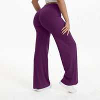 Damen Yoga-Hose mit hohem Bund und weitem Bein - Traubenlila