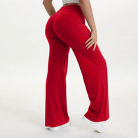 Damen Yoga-Hose mit hohem Bund und weitem Bein - Weihnachtsrot