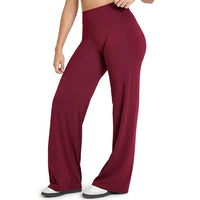 Damen Yoga-Hose mit hohem Bund und weitem Bein - Rubinrot