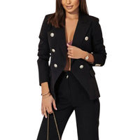 Damen Zweiteiliges Blazer- und Hosen-Set - Schwarz