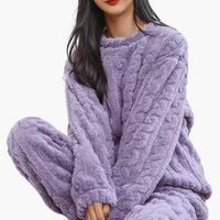 Damen Zweiteiliges Pyjama-Set mit Struktur - Lila