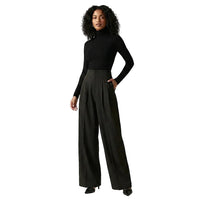 Damenhose mit hoher Taille und weitem Bein - Schwarz