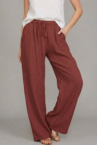 Damenhose mit weitem Bein und Kordelzug - Schwarz