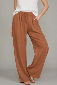 Damenhose mit weitem Bein und Kordelzug - Orange