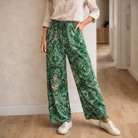 Damenhose mit weitem Bein und Paisley-Muster - Gemischte Farbe 1