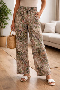 Damenhose mit weitem Bein und Paisley-Muster - Gemischte Farbe 3