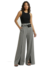 Damenhose mit weitem Bein und Schlitzsaum - Grau