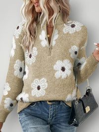 Maren | Damenpullover mit Reißverschluss für Komfort - Khaki