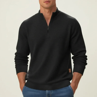 Daniel | Herren Strickpullover mit Quarter-Zip - Schwarz