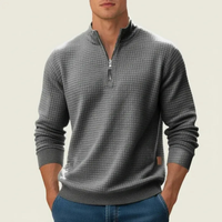 Daniel | Herren Strickpullover mit Quarter-Zip - Grau