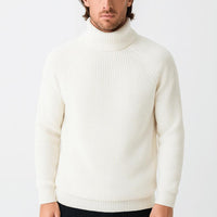 David | Herren Gerippter Warmer Rollkragenpullover - Weiß
