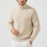 David | Herren Gerippter Warmer Rollkragenpullover - Beige