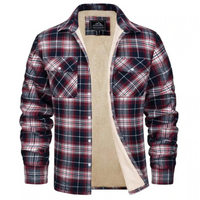 Ethan | Herren Karo Jacke mit Knöpfen und Taschen - Rot