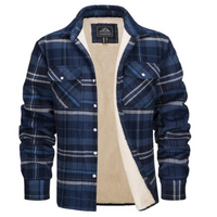 Ethan | Herren Karo Jacke mit Knöpfen und Taschen - Blau-Grau