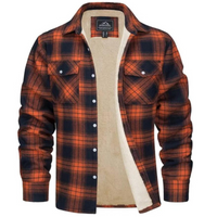 Ethan | Herren Karo Jacke mit Knöpfen und Taschen - Orange