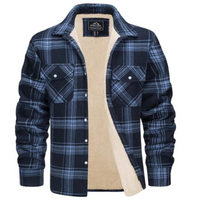 Ethan | Herren Karo Jacke mit Knöpfen und Taschen - Marineblau
