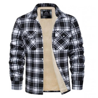 Ethan | Herren Karo Jacke mit Knöpfen und Taschen - Schwarz