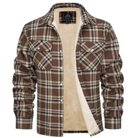 Ethan | Herren Karo Jacke mit Knöpfen und Taschen - Khaki