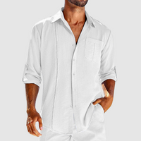 Raivo | Herren Langarm Leinen Overshirt - Weiß