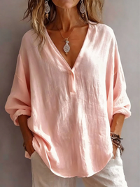 Melna - Elegante Bluse Mit V-Ausschnitt - Rosa