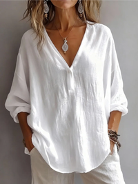 Melna - Elegante Bluse Mit V-Ausschnitt - Weiß