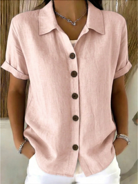 Sachini - Kurzarm Bluse Mit Knöpfen - Rosa