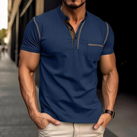 Dennis | Herren Henley Shirt Mit Kontrast Casual - Dunkelblau