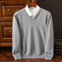 Finn | Klassischer V-Neck Kaschmir Pullover Herren - Grau