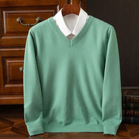 Finn | Klassischer V-Neck Kaschmir Pullover Herren - Schwarz / Grün