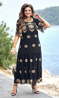 Dionne | Damen Sommerkleid Mesh Elegant Leicht Feminin - Schwarz