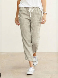 Dorina | Damen Kordelzug Hose Bequeme Passform - Aprikose