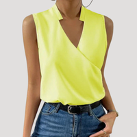 Dorothea | Damen Wickel Ärmellose Bluse - Gelb