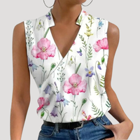 Dorothea | Damen Wickel Ärmellose Bluse - Blumig 2