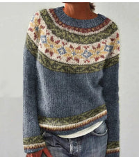 Dorothea | Weicher Rundhals Strickpullover - Blau